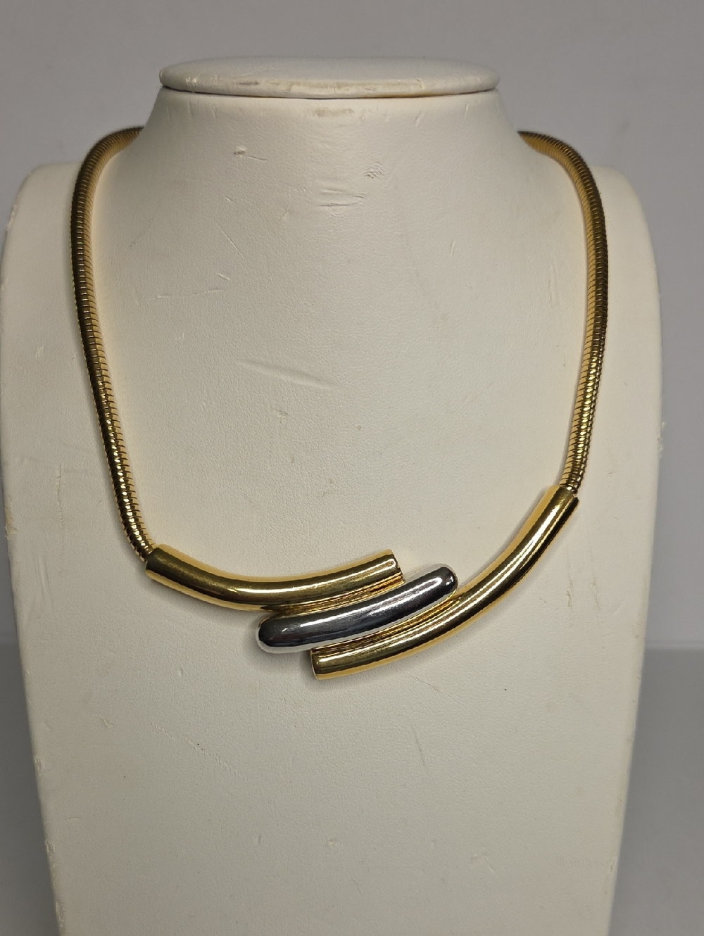 Givenchy Two-Tone Gold & Silver Curved Tube Necklace - Women Jewelry 15.75"